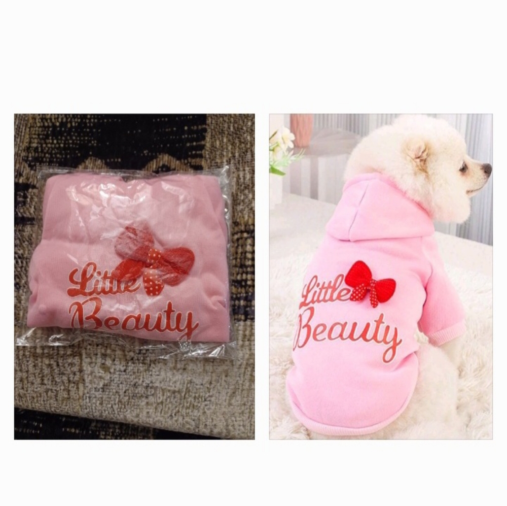 4/$40 New Pink Dog Hooded Sweatshirt With Leash Hole - Size Small